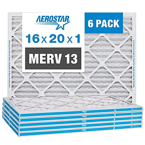 Aerostar 16x20x1 MERV 13 Pleated Филтер За Воздух, AC Печка Филтер За Воздух, 6 Пакет &засилувач; 20x20x1 MERV 11 Pleated Филтер За Воздух,