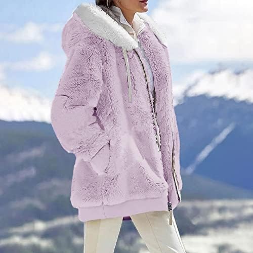 Зимски палта на Foviguo со аспиратор, зима со аспиратор со долг ракав џемпер жени, класичен мек цврст џемпер