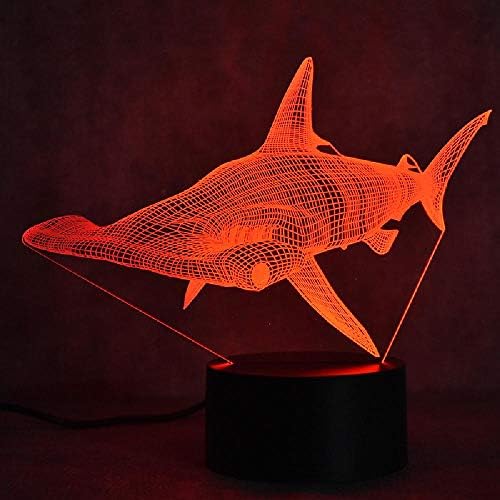 3Д LED табела за ламба за ламба креативна USB ајкула лесна ламбава светло ламба за спиење во кревет за спиење ноќно време