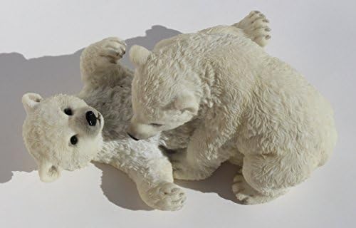 6,25 инчи Поларни мечки Кабини кои играат декоративна статуа фигура, бела
