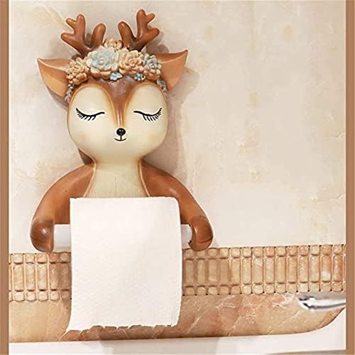 Слатка животинска елен тоалетна хартија држач за ролна, монтиран држач за хартија без хартија за кујна за кујната за дневна соба
