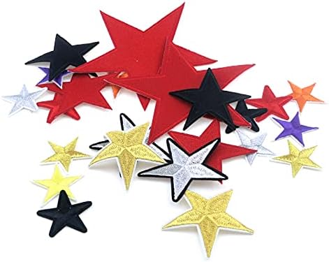 Quluxe 28 парчиња starвездички закрпи, разновидни стилови на starвездички везени лепенки за шиење/железо на лепенка апликација облека облечена