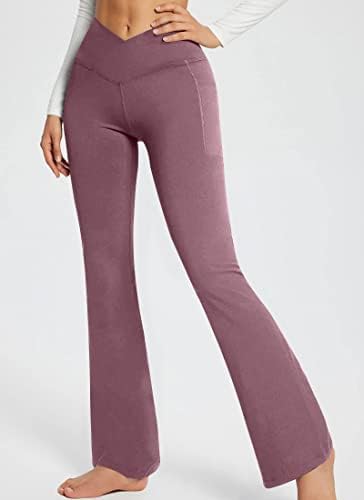 Laоара женски јого панталони со џебови против кросовер со високи половини од појас за треперење, панталони за тренингот на дното