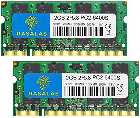 Rasalas DDR2 PC2-6400 DDR2 800 SODIMM DDR2 4GB комплет PC2 6400S 2RX8 1.8V CL6 RAM меморија модули за лаптоп компјутер