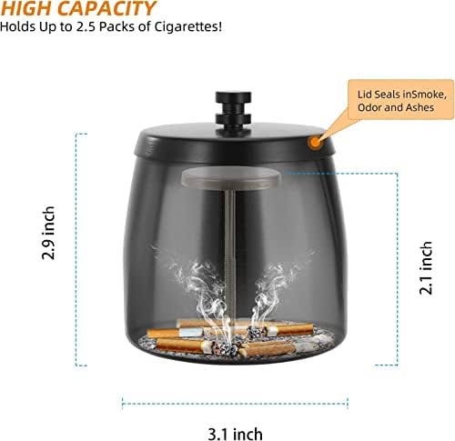 Пакет од 2 цигари на отворено цигара со капакот без чад од не'рѓосувачки челик фиоки за пепел покриени со миризба на ветерници за миризба