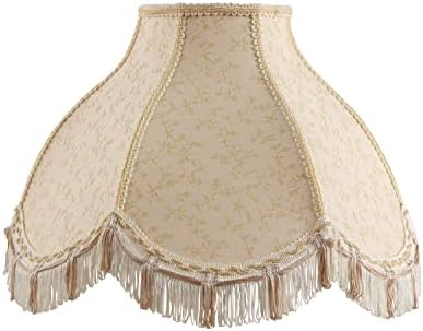 Aspen Creative 30624, Handsewn Scallop купола традиционална пајак раб ламба сенка/крем за путер jacquard ткаенина, 6 горе x 17