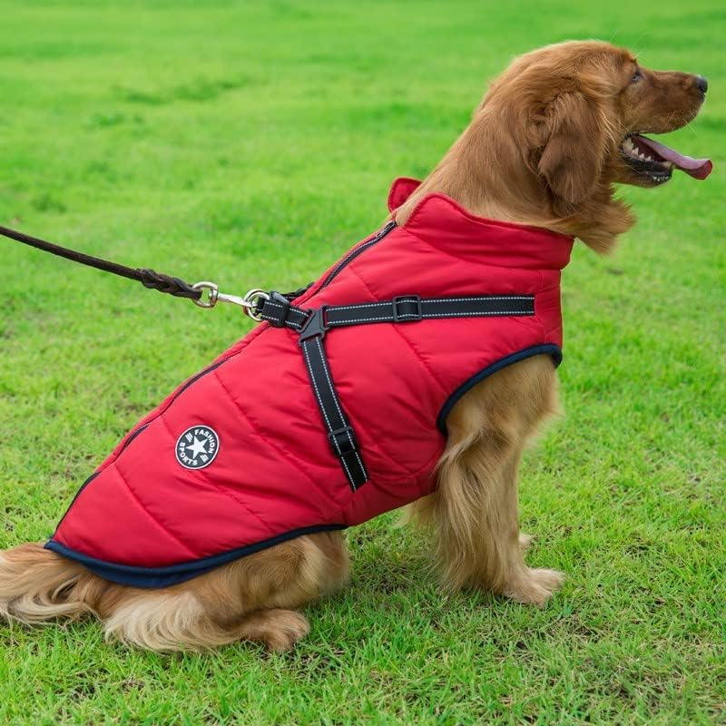 Голема јакна за кучиња за домашни миленици со зимска зимска топла облека за кучиња за водоотпорно лабрадор во водоотпорен кучиња