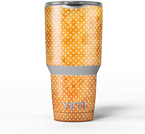 Дизајн Скиз портокалова грангиска акварелна точка со полкови - комплет за винил за завиткување на кожата компатибилен со чашите за ладилни