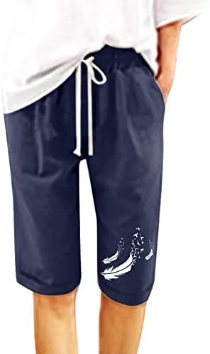 Графика Бермуда шорцеви женски колено должина летни обични шорцеви со дрес со длабоки џебови салон со долги шорцеви