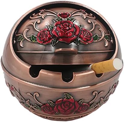 Хонор -ветровитска пепел со капак за употреба на отворено и затворено, метална преносна цигара од цигари со кутија за подароци, црвена