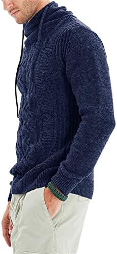 Dyguyth Mens Slim Fit џемпер екипаж, пулвер плетенка, лежерна долга ракав со висок врат, плетени џемпери, плетени џемпери
