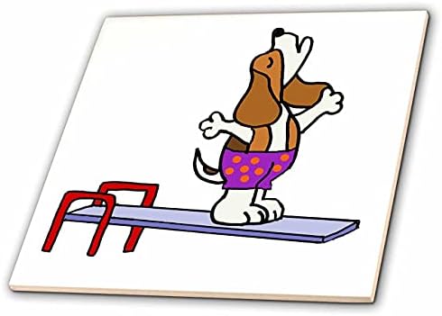 3dRose Симпатична Смешни Бигл Куче Нуркач Во Полка Точка Пливање Стебла На Нуркање Одбор-Плочки