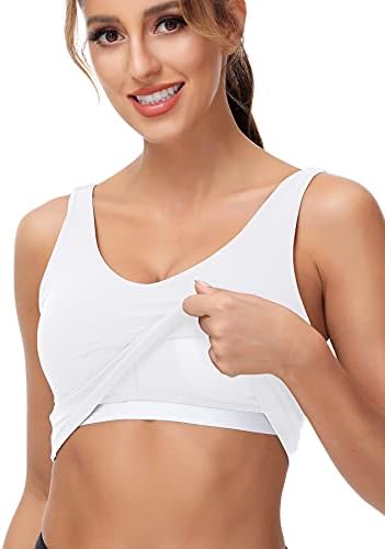 V вратот изграден во градник Longline Sports Bras For Women Criss Cross Crossed Padded Medion Support Tooks Toors Tops за резервоарот