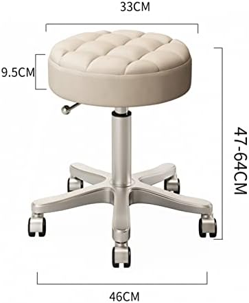 Есгт тркалезно столче столче столче Пу кожа висина Прилагодливо вртење за салон за убавина кујна спа, прилагодлива хидраулична столица