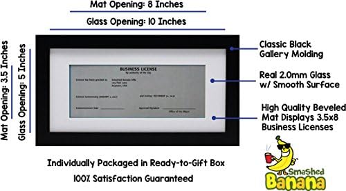 Рамка за деловна лиценца за црна галерија 5x10 со 3,5х8 МАТ - широко обликување - вклучува приложени висечки хардвер и десктоп