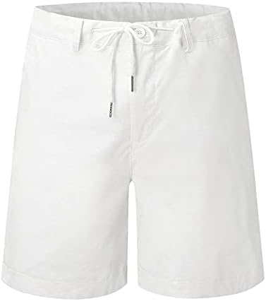 NYYBW Mens Cotton Lenen Shorts Shorts - Еластична половината, обичен џогер Јога панталони тренинг јога -плажа шорцеви атлетски шорцеви