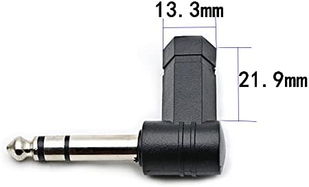 Rgzhihuifz 3,5 mm 1/8 стерео женски до 6,35 mm 1/4 машки 90 ° Audio Audio Adapter 2-Pack