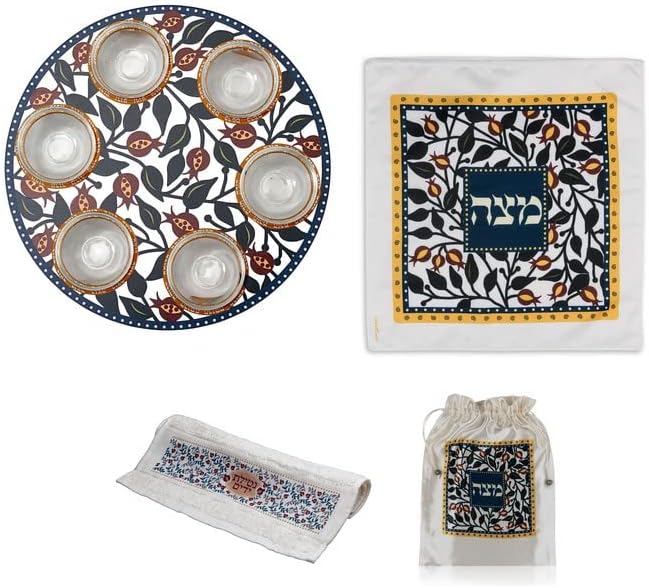 Единствена ласерска седарна плоча со стаклени вметнувања, Matzah Cover + повеќе оригинален дизајн на Judaica