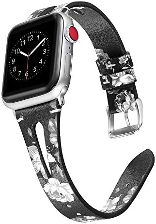 Кожни ленти SecBolt компатибилни со Apple Watch Band 38mm 40mm 41mm iwatch SE Series 8 7 6 5 4 3 2 1, тенок каиш со дише за замена на