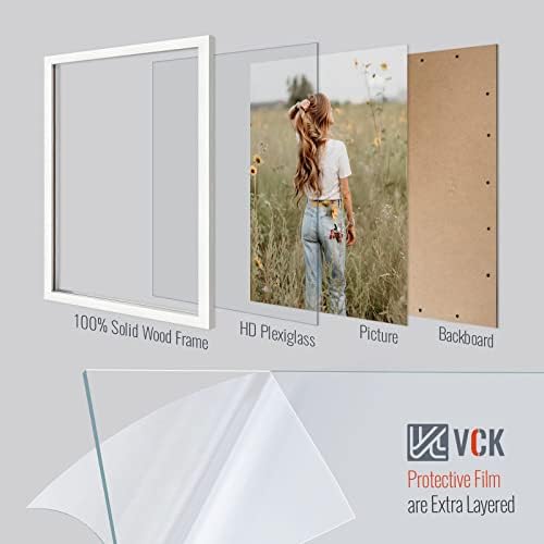 VCK 20x28 Поставете рамка за постери со цврсто дрво од 5, текстурирани ексклузивни рамки за бели слики, виси wallидови