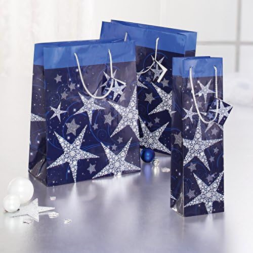 Сигел ГТ027 Божиќно Шише Торба За Подароци Сјајни Ѕвезди, 10 х 35 х 8 см, 5 парчиња