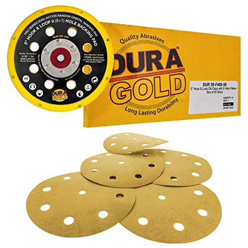 Дура -злато 5 дискови за пескарење злато - 400 решетки и 5 кука и јамка DA подлога за плоча за подлога, шема од 9 дупки