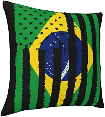 Кадеу Американско Бразилско Знаме Перница Вметнува Перници За Фрлање 18х18 Инчи Вметнете Квадратен Капак За Перница За Фрлање