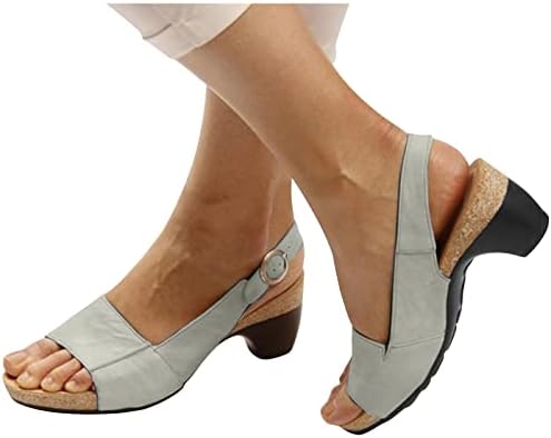 Ортотични сандали за жени бујни пета сандали на глуждот, каиш метална тока, обична канцеларија Сандал летни фустани сандали