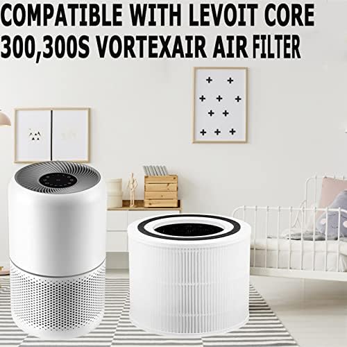 Yonice 2 пакет на Core 300 филтер за замена компатибилен за Levoit Core 300 и Core 300S филтер за воздух, 3-во-1 Вистински HEPA активиран филтер за јаглерод, во споредба со дел # Core 300-RF, бел?