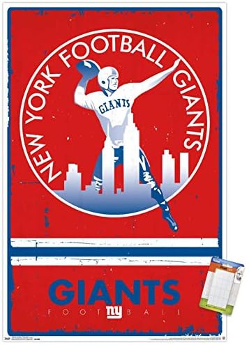 Трендови Меѓународниот Нфл Њујорк Гиганти-Ретро Логото 15 Ѕид Постер, 22.375 во х 34 во, Постер &засилувач; Клип Пакет