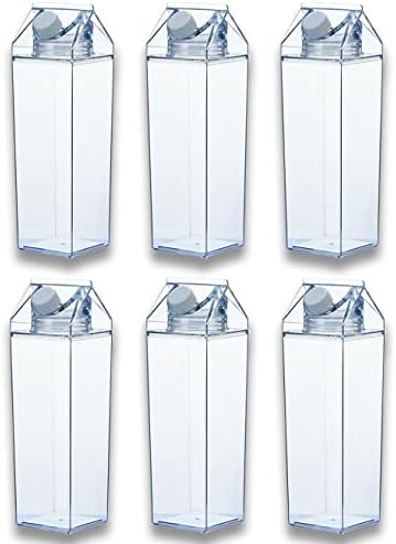 Waww 6 пакет Пластично млеко картонски шише со вода, 17 мл пластични млечни кутии чисти преносни чаши за пиење квадратни шишиња со сок