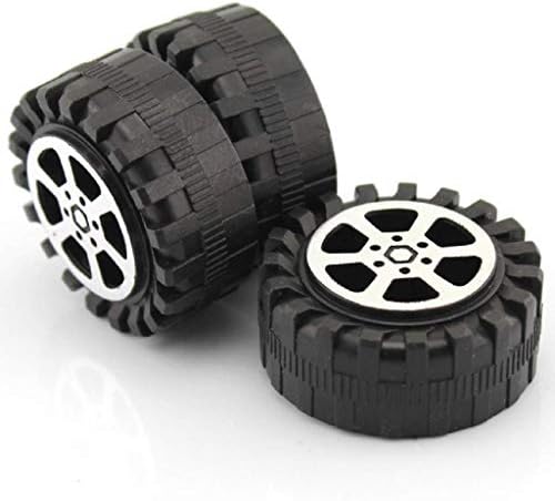4pcs модели тркала за автомобили 42мм пластични тркала за играчки црна боја за 2мм вратило