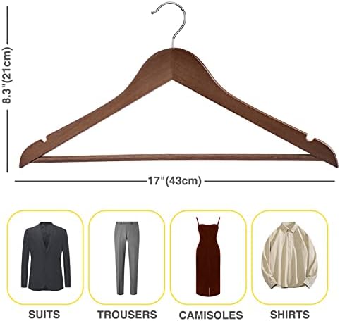 Уникор дрвени закачалки -30 пакувања за облека за облека, тенок дрва закачалки за палто за плакари, закачалка за облека со дополнителна