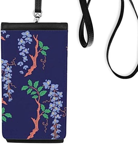 Виолетова јапонска култура Телефонски паричник чанта што виси мобилна торбичка црн џеб