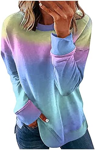 Женска каузална лабава џемпер на екипажот плус големина 2022 есен трендовски раглан кошула со долг ракав вратоврски за печатење пукач