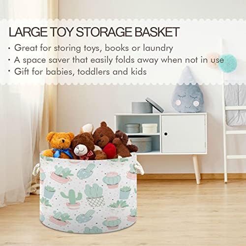 Кигаи симпатична кактуска памучна корпа за јаже голема склоплива бебешка перење корпа за корпи за корпи за деца за складирање на играчки