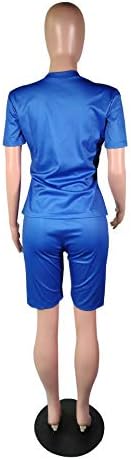 Echoine женски обични облеки со 2 парчиња облека со кратки ракави кратки панталони за кратки панталони