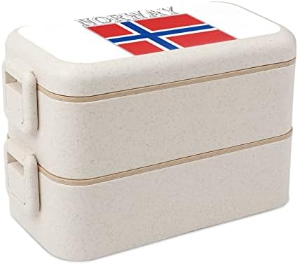 Знаме На Норвешка Двојна Кутија За Ручек Бенто Модерен Контејнер Бенто Со Комплет Прибор