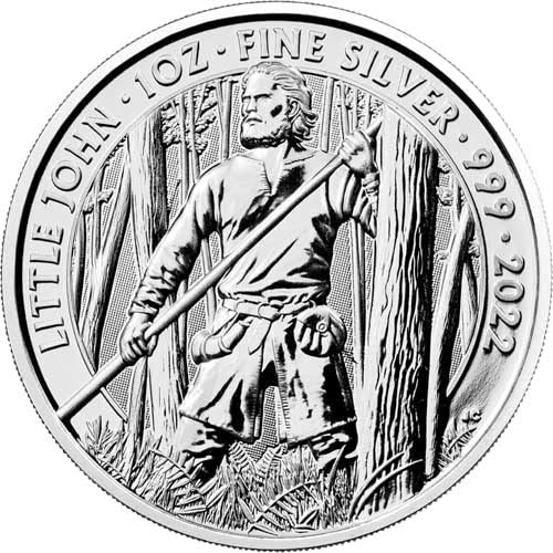2022 Британска Британска Сребрена Фунта Малку Џон Монета Нециркулирана