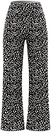 Petенски ситни панталони лабава широка нозе обична еластична половината печатени џебни панталони Обични панталони плетени панталони