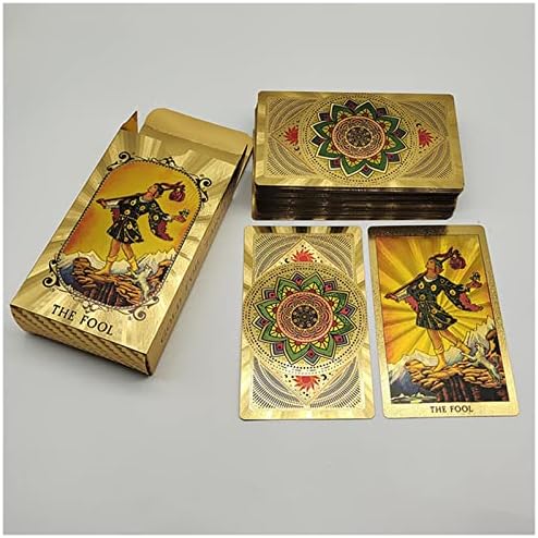 Картички за тарот на Јуехуксиао со водич, палуба 78 тароти картички, картички за злато фолија со значења на нив за почетници и експерти