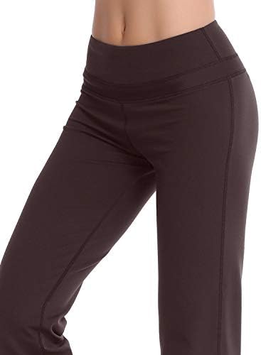 Zeronicенски женски подигање јога панталони со висока половината за контрола на половината Долга бутлег работна панталона