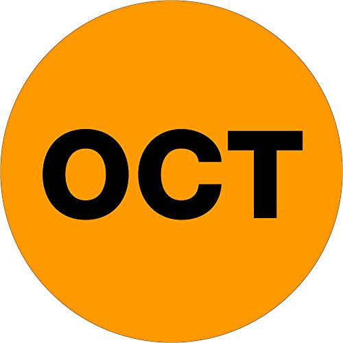 Партнери Бренд PDL6732 ЛОГИСКИ ЛОГИЧКИ МЕСЕКИ НА годината етикети, октомври , 1 круг, флуоресцентен портокал