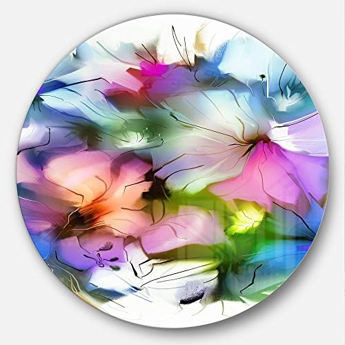 Дизајнрт акварел букет цветни метални метални wallидни уметности-дискови од 11, 11 '' h x 11 '' w x 1 '' 'd 1p, сина