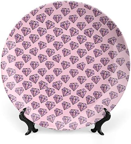 Розова дијамантска шема гроздобер дизајн коска Кина декор плоча со штанд декоративна чинија домашна плоча