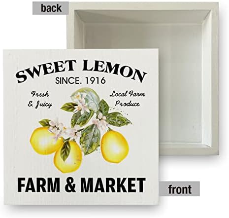 Земја лимон дрвена кутија знак рустикален сладок лимон дрвена кутија знак Декоративен знак блок плакета за домашна биро за табели