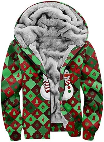 Xiaxogool Graphic zip up ooldies за мажи Xmas Hoodie Hoodie Heavyweight Reece Sweatshirt Дебела шерпа наредена топла зимска јакна
