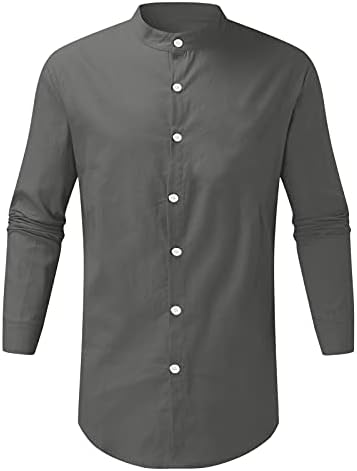 Домаќин памук ленени лежерни кошули за мажи, 2021 година, пад на мажите со долги ракави со долги ракави, летни кошули со предни џебови