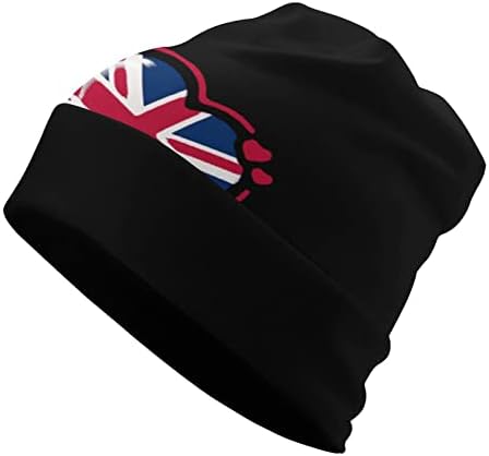 Американско и британско знаме срцево капаче, меко топло топло целосна пулвер капаче капа за спиење, капа за унисекс