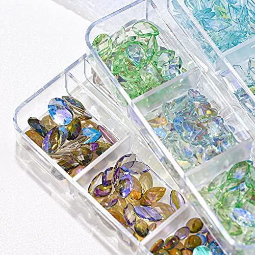 Транспарентна Аурора нокти уметност Ринестон Симфониски рамен смола Маникир дијаманти мешана форма кристално стакло стаклена уметност уметност